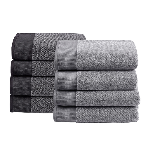 Plush charcoal and grey towels