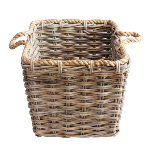 Square Rattan Basket with Rope - Interiors